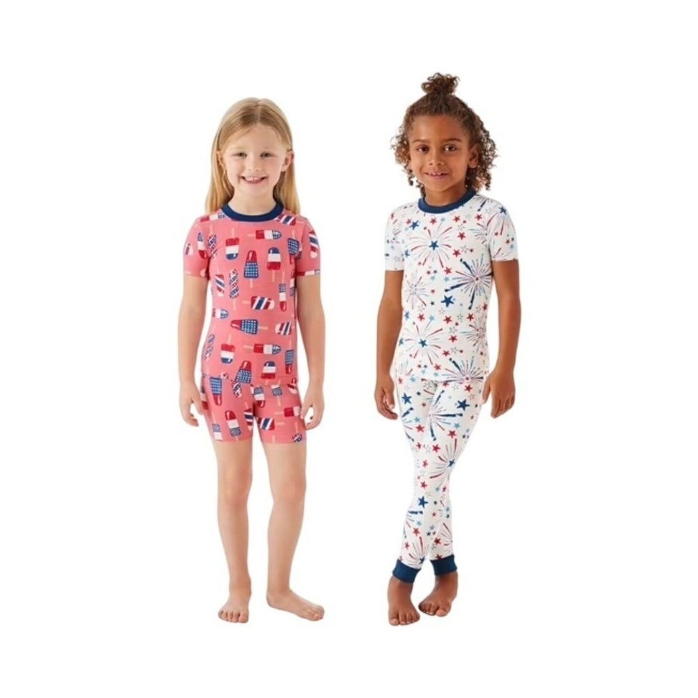Member Mark Girls 4T DreamMark Pajamas 4Pcs Set Popsicle Firework Red White Blue